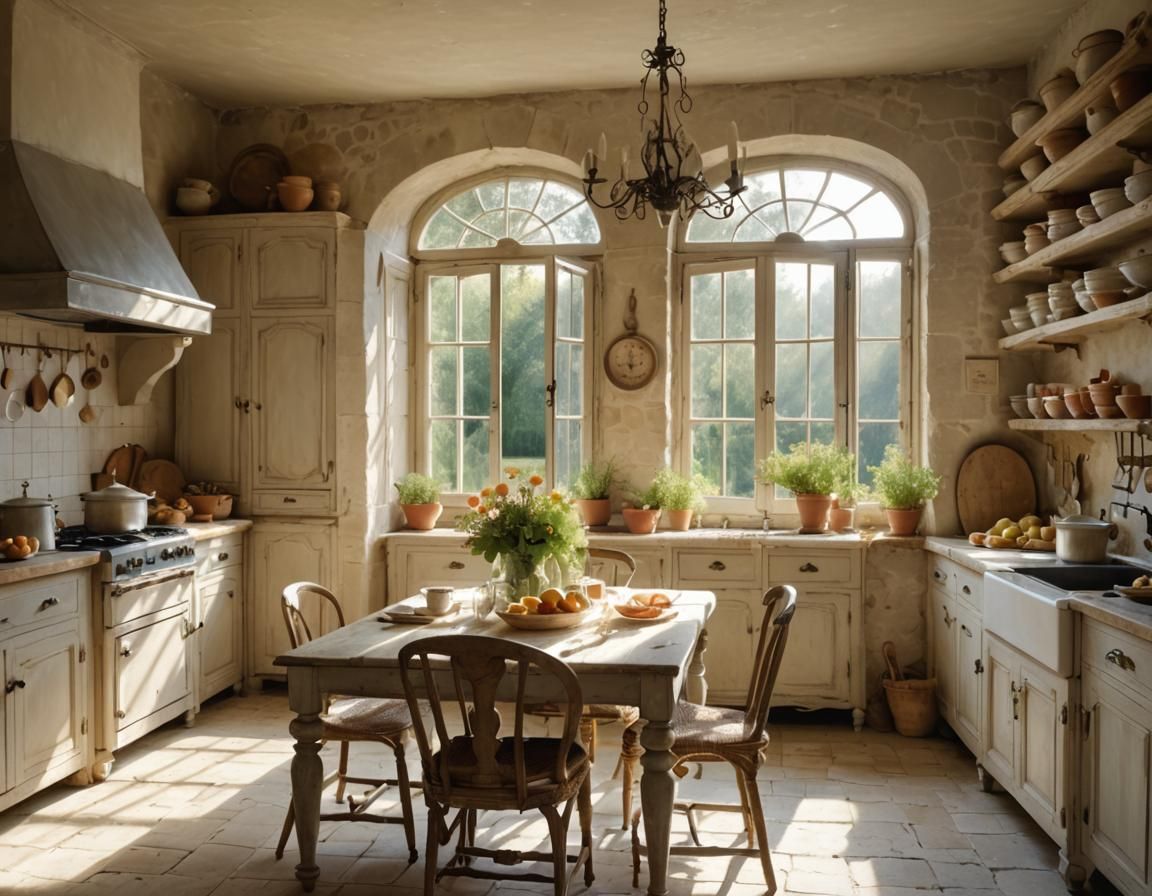 Ethereal French Country Kitchen in Soft Light
