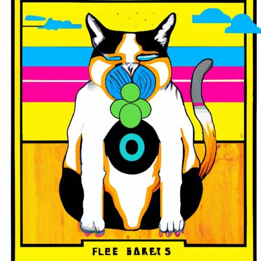 Pop Art Cat Screen Print in Bauhaus Style