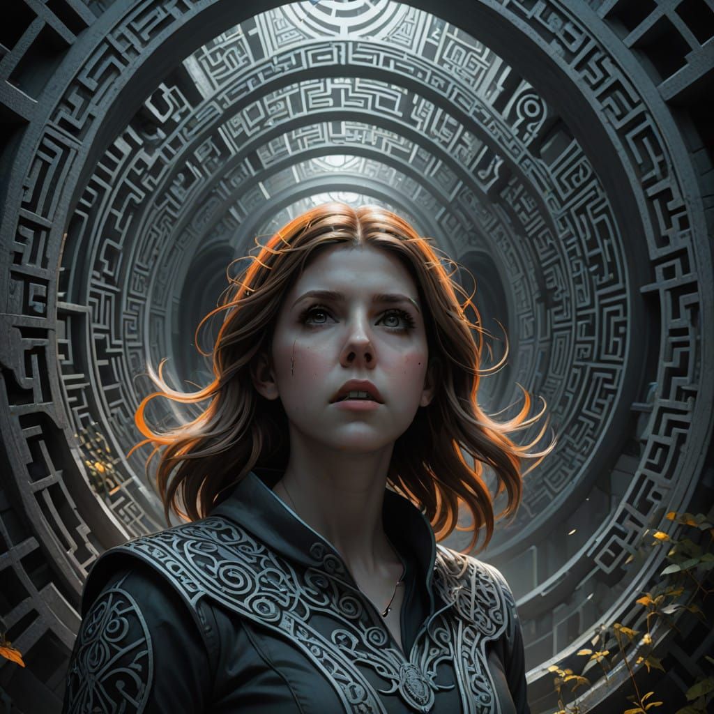 Anna Kendrick Lost in a Monochromatic Gray Maze