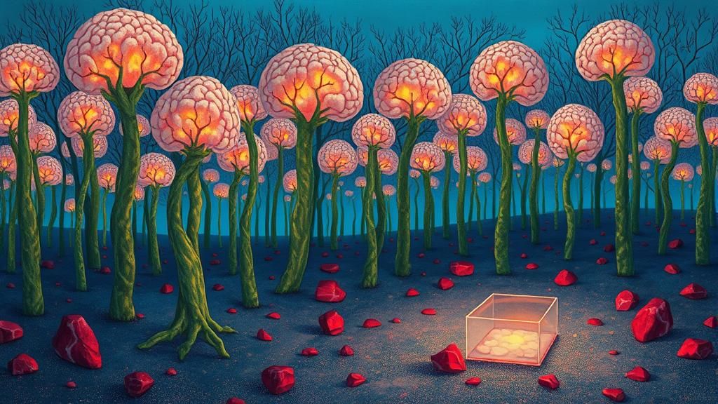 Glowing Brain-Tree Forest in Surrealist Style