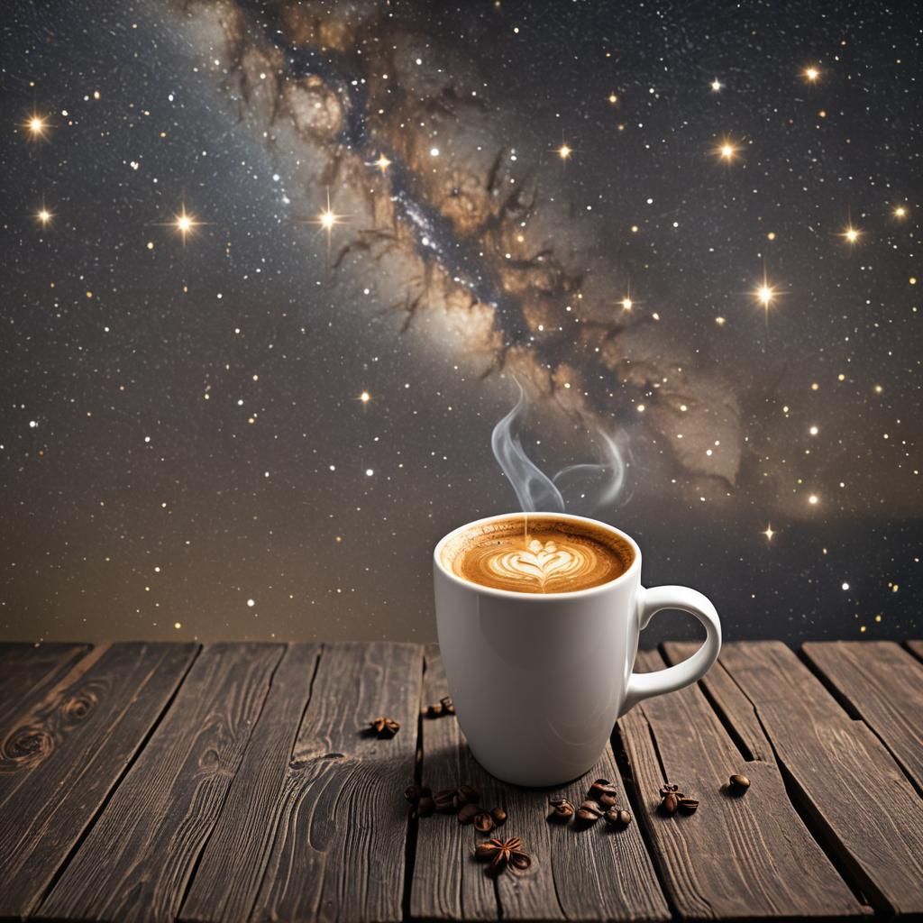 Warm Coffee Under the Stars at Night