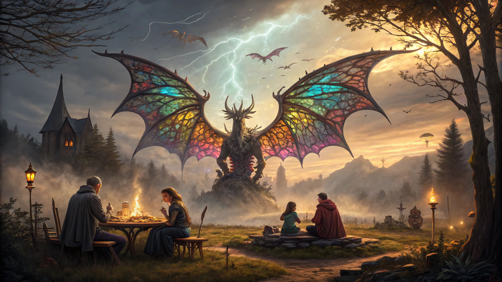 Gargoyle Lands at Demon Picnic: Magic Surrealism
