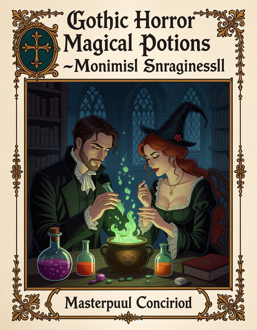 Gothic Horror Magical Potions Illustration