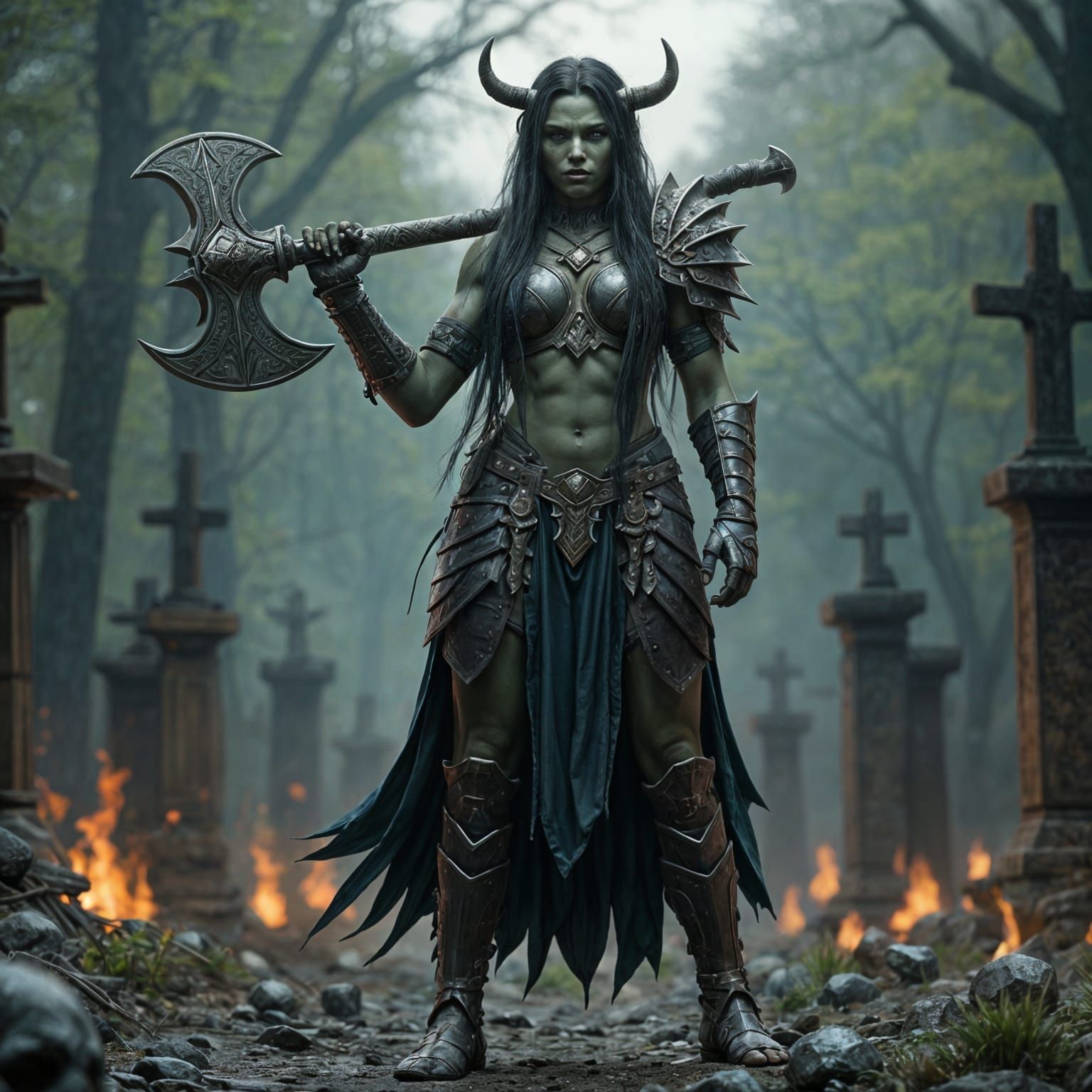 Muscular Orc Warrior in Hell-Forged Armor