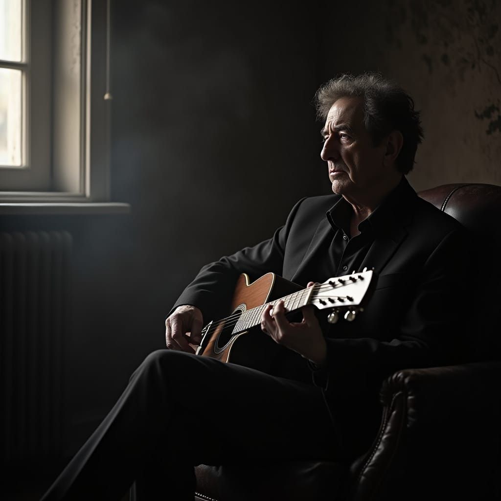 Leonard Cohen in Smoky Room: Moody Photography