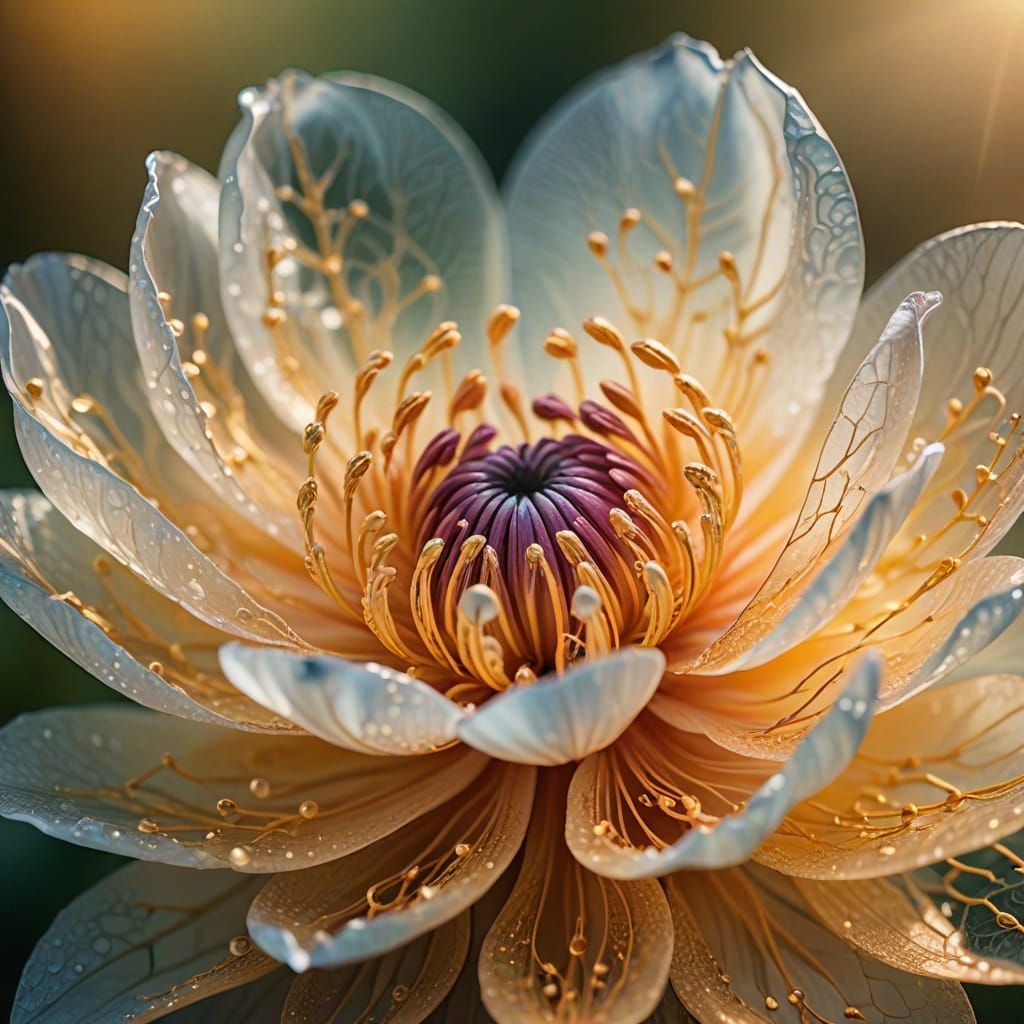 Transparent Flower in Surrealism with Golden Light