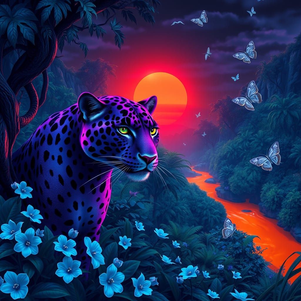 Majestic Jaguar in a Vibrant Jungle Paradise