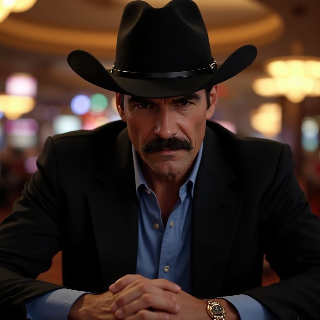 Rugged Cowboy Gambler in Photorealistic Style