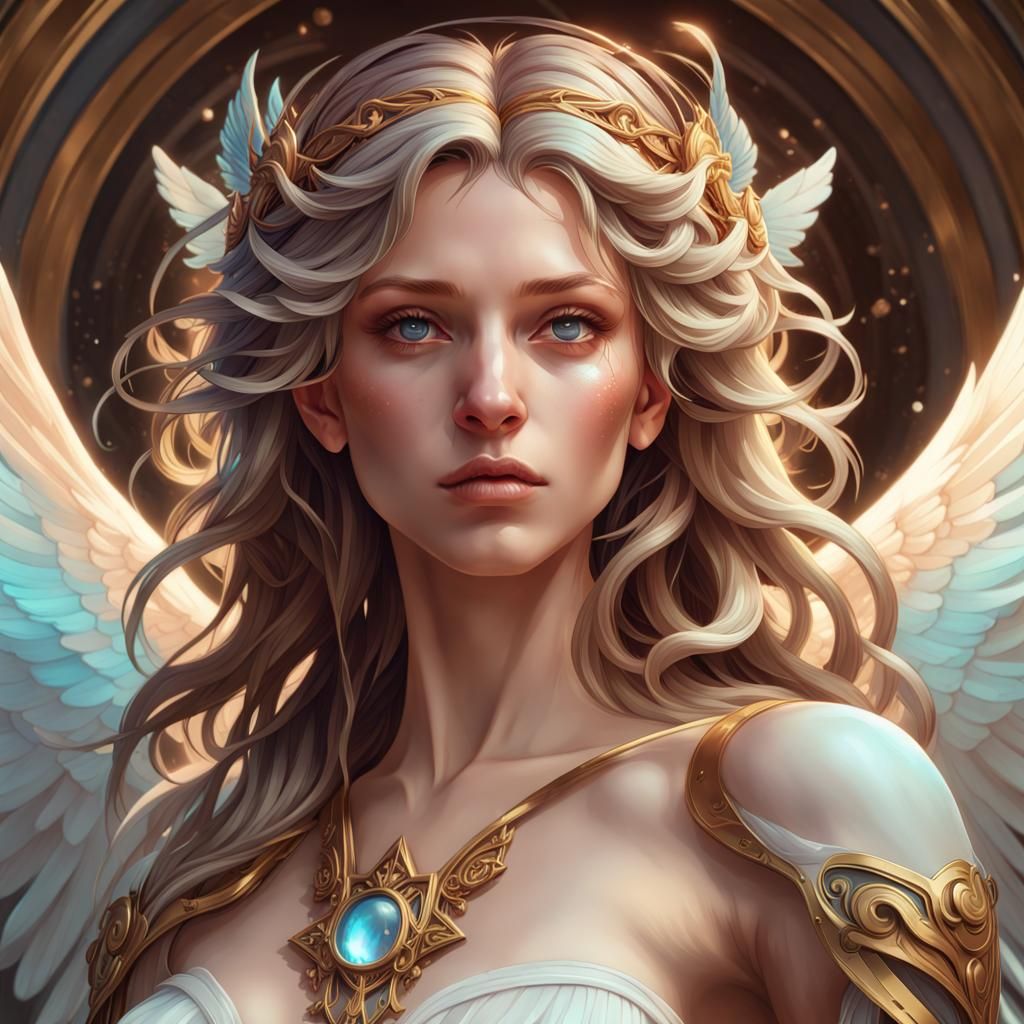 Angelic Seraphim Portrait in Digital Art Style
