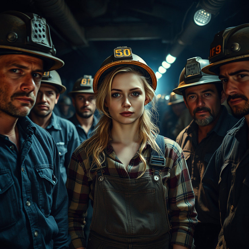 Cinematic Coal Mine Scene with Miners