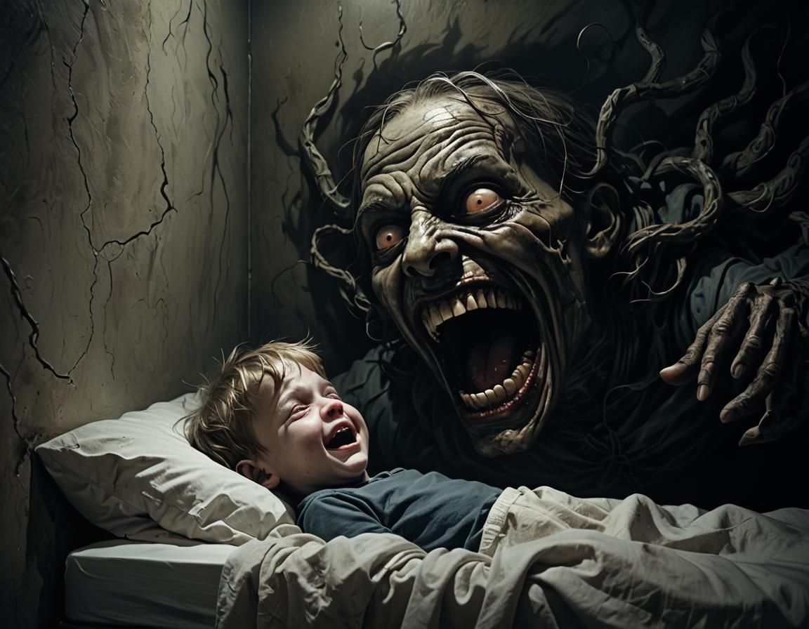 Nightmare: Sleep Paralysis Demon in Dark Surrealism