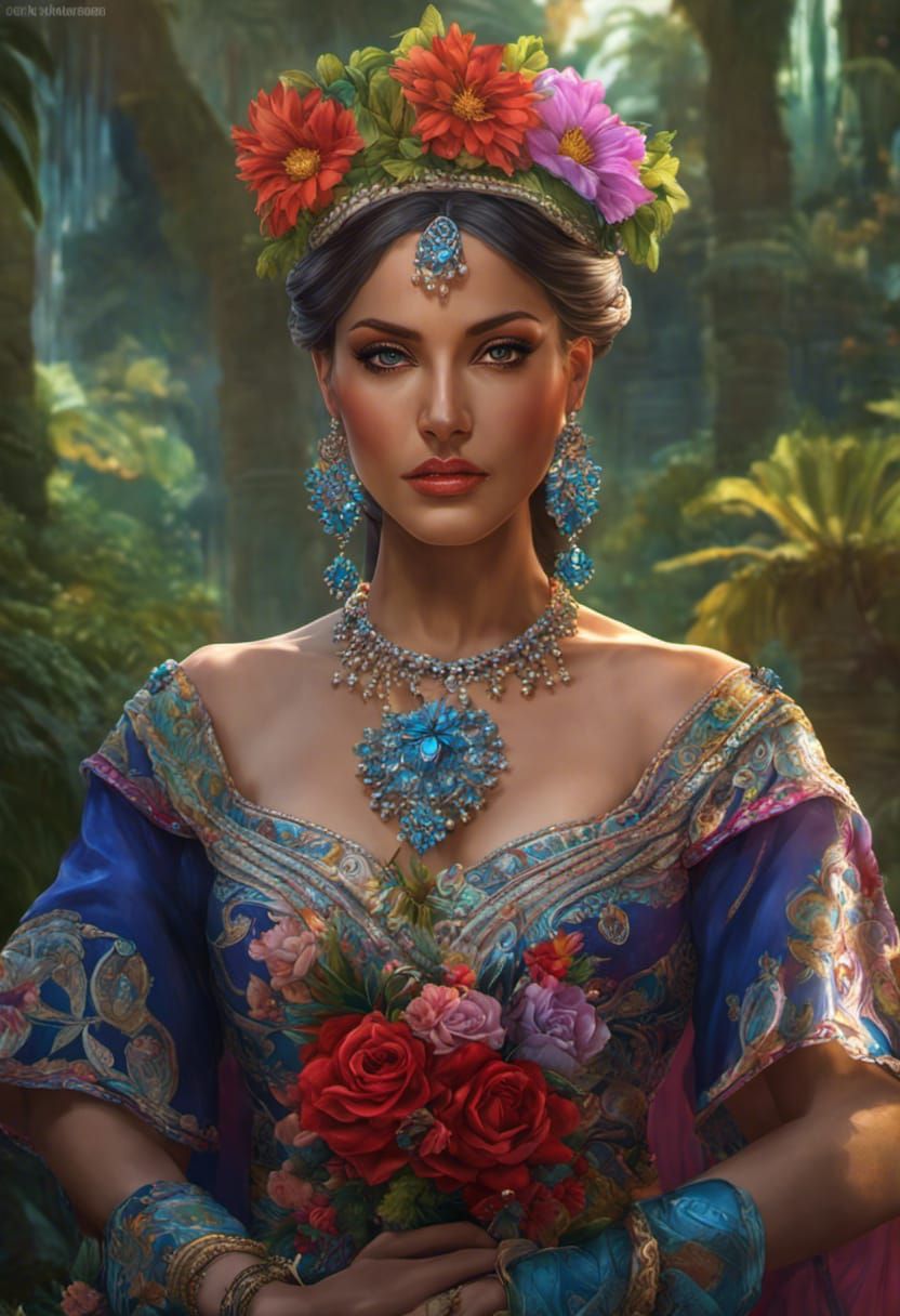 Panamanian Bride Portrait in Traditional Pollera