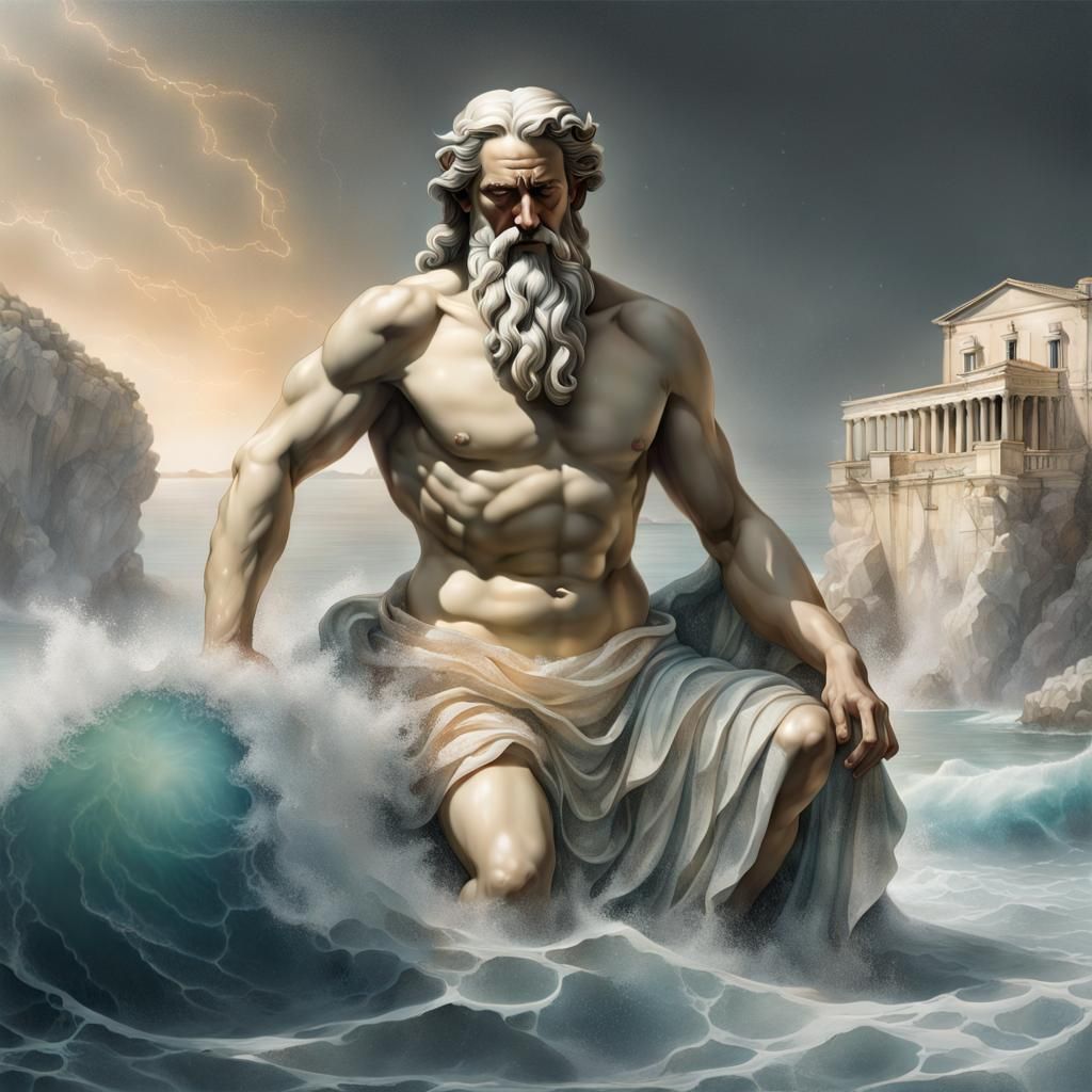 Zeus Controls Mediterranean Sea from Mount Olympus