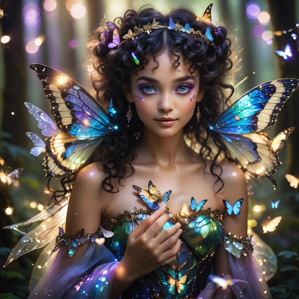 Enchanted Fairy Portrait with Butterfly Wings