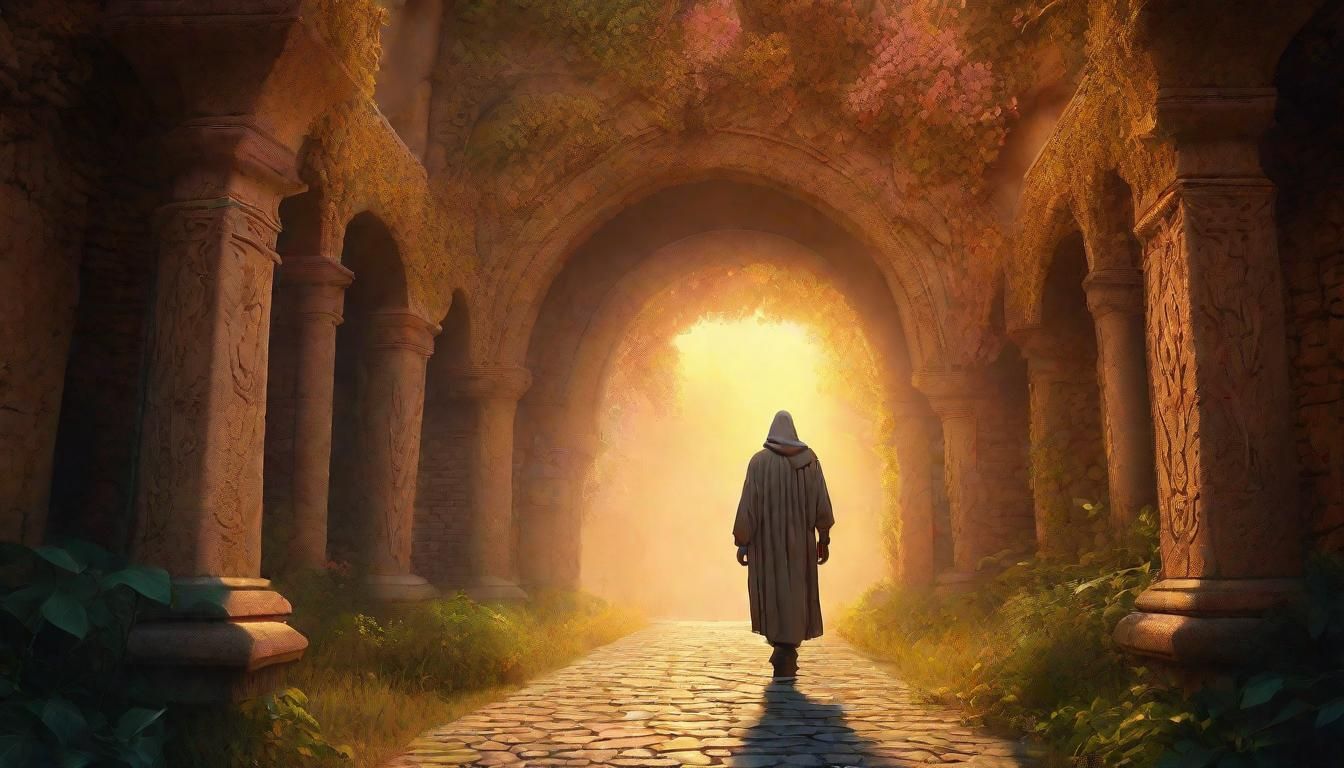 Ethereal Fantasy Traveler in Mystical Landscape