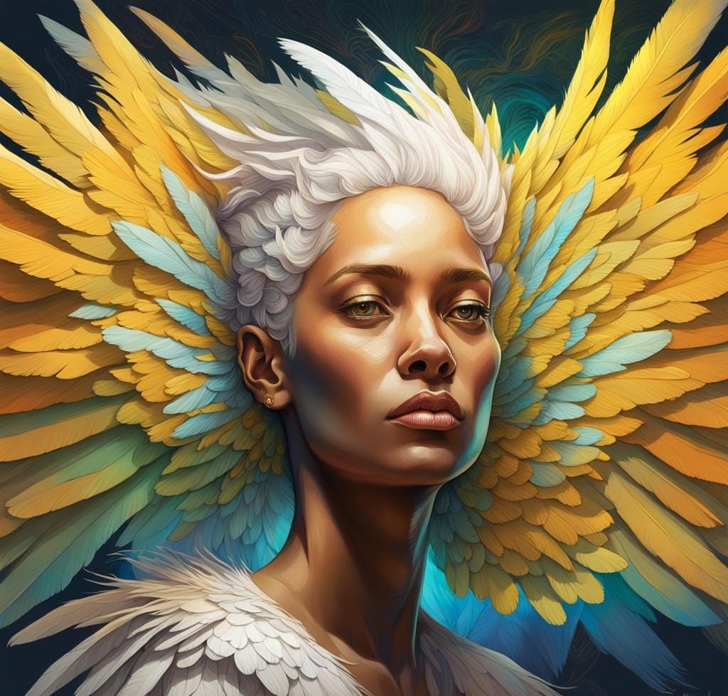 Woman with Sulphur-Crested Cockatoo Wings