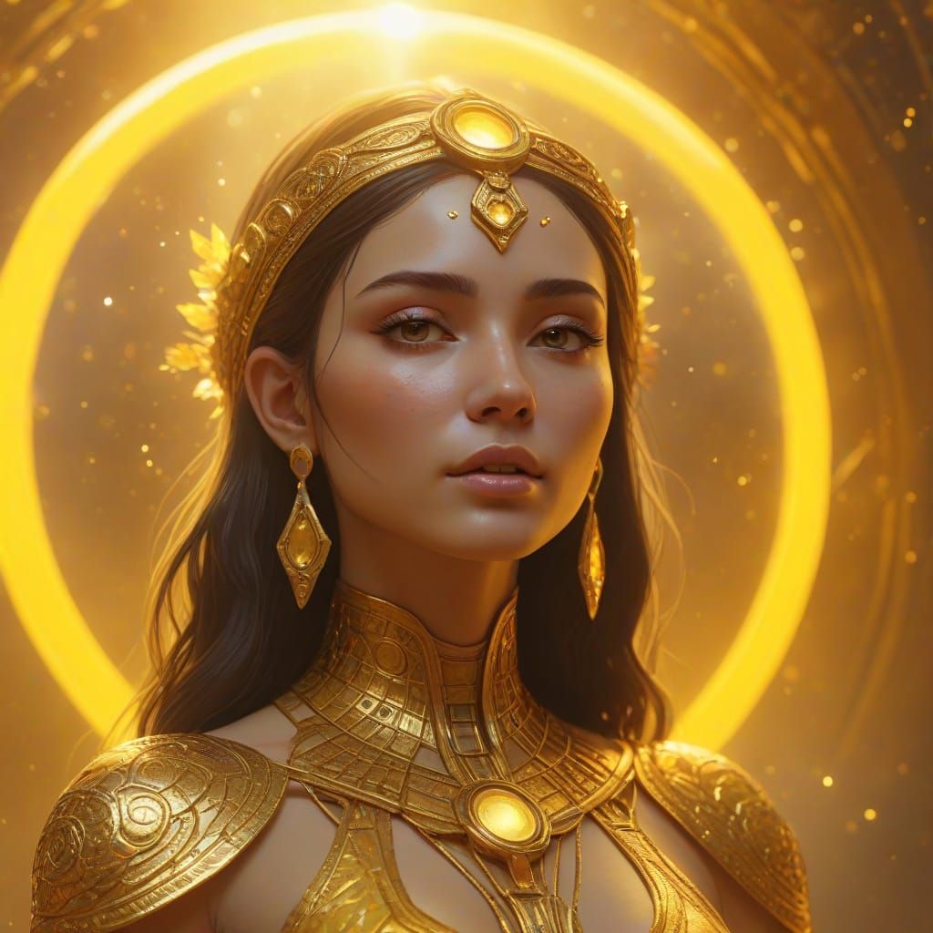 Babylonian Demigoddess in Galactic Portal: Surreal Oil Paint...