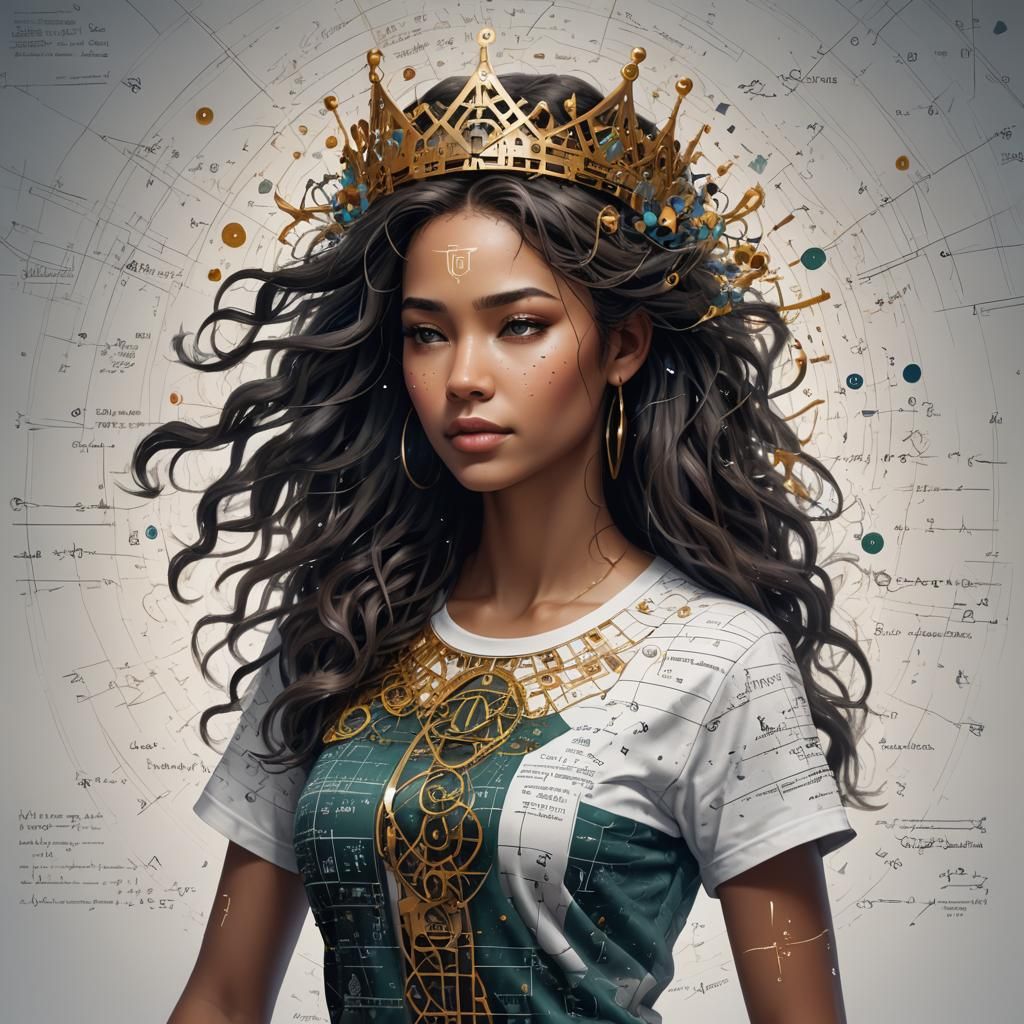 Crowned Math Goddess in Detailed Matte Painting