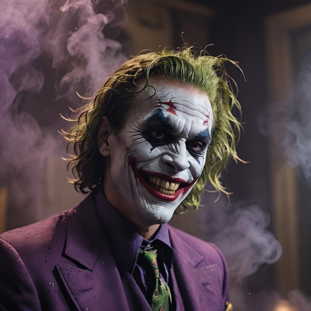 Joker Laughing in Gothic Shadows