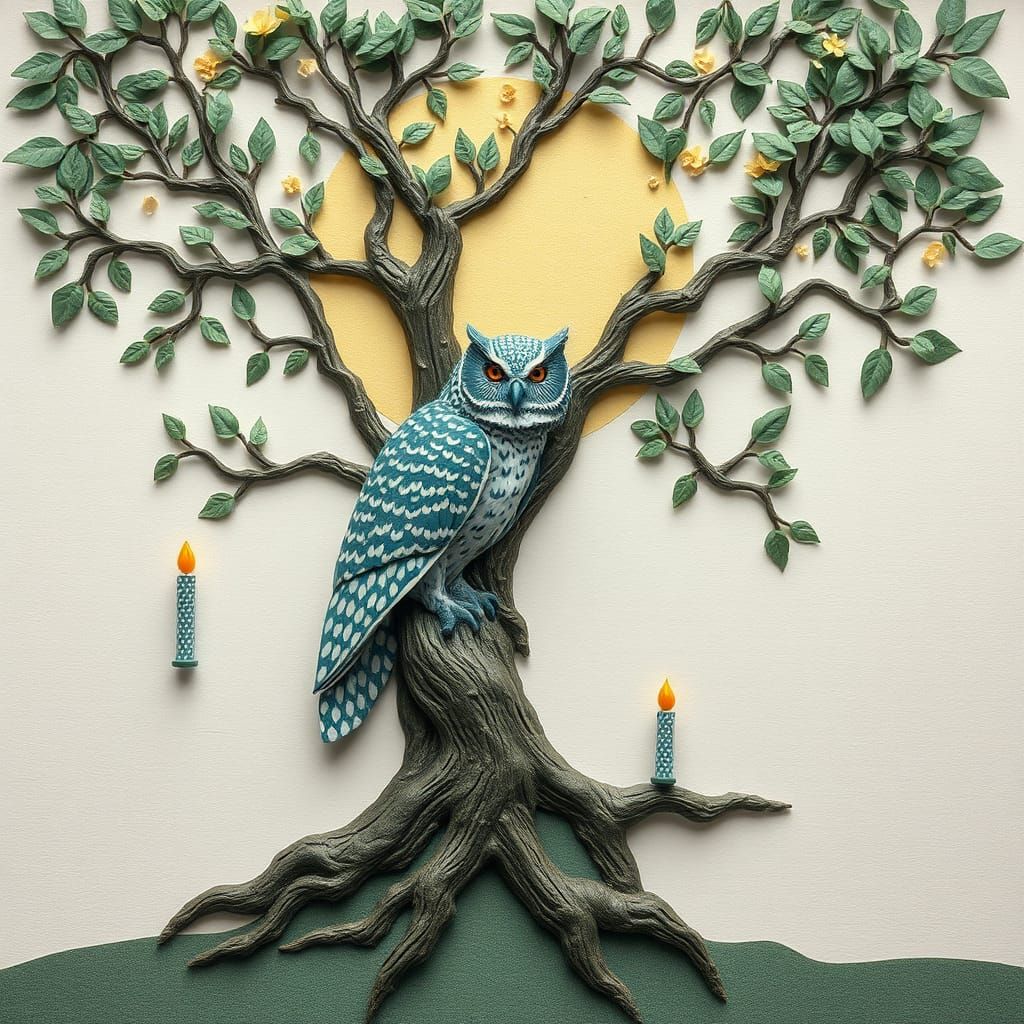 Abstract Origami Sculpture with Cosmic Elements