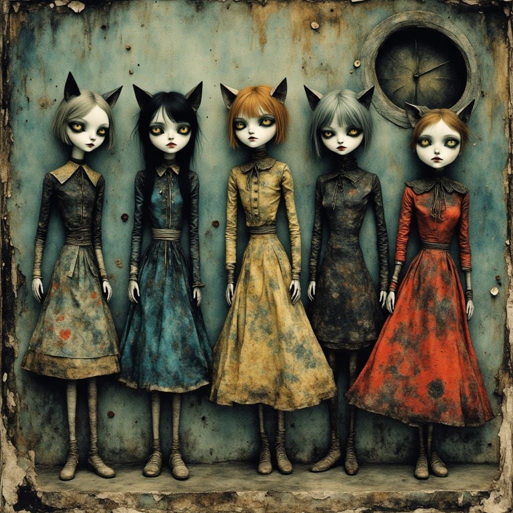 Surreal Psychedelic Cat Girls in Rustpunk Sci-Fi