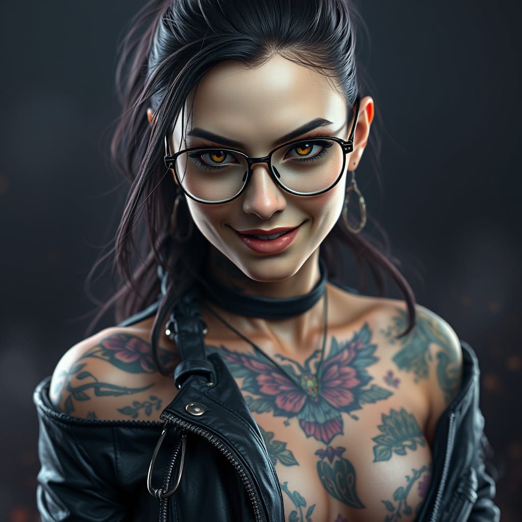 Sleek Assassin in Hyper-Realistic Portrait with Intricate Ta...