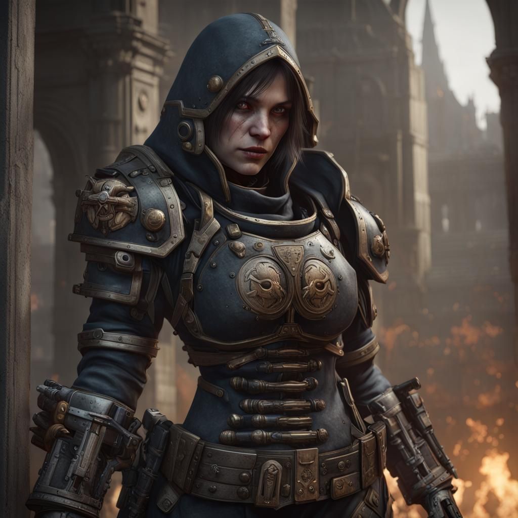 Warhammer 40k Female Assassin in Hyperrealistic Style