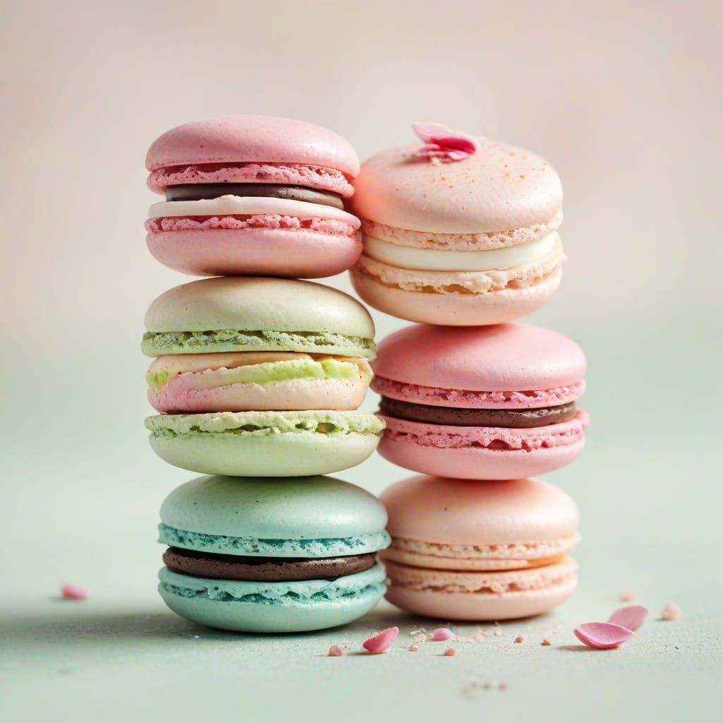 Dreamy Pastel Macarons in Watercolor Style