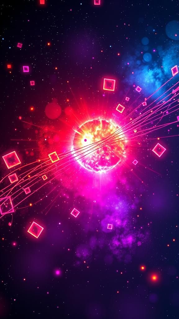 Neon Squares in Virtual Space Harmony