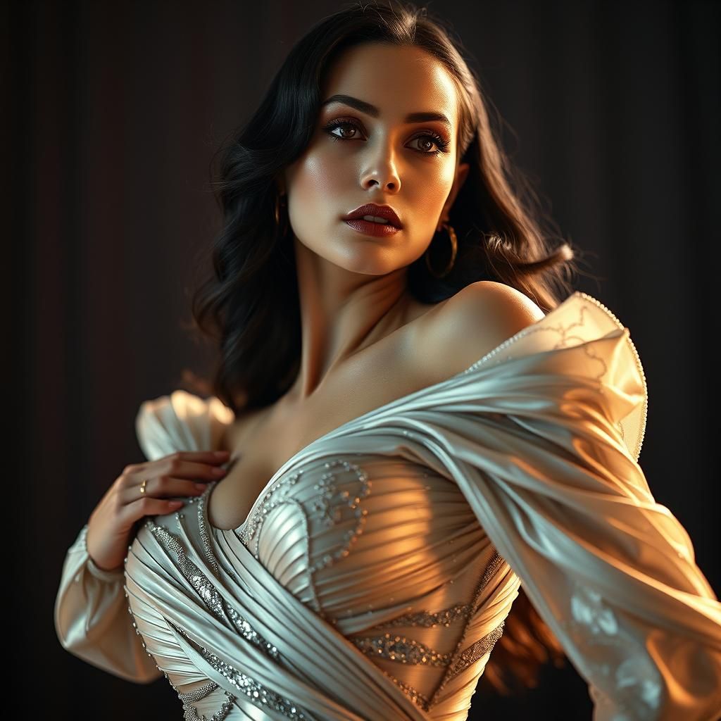 Futuristic Art Deco Woman in Film Noir Style