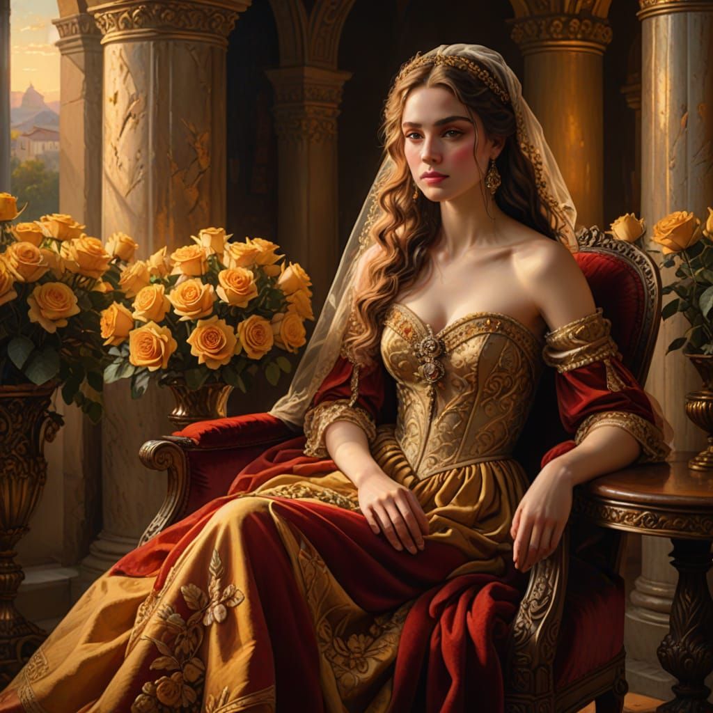Regal Renaissance Beauty in Golden Light