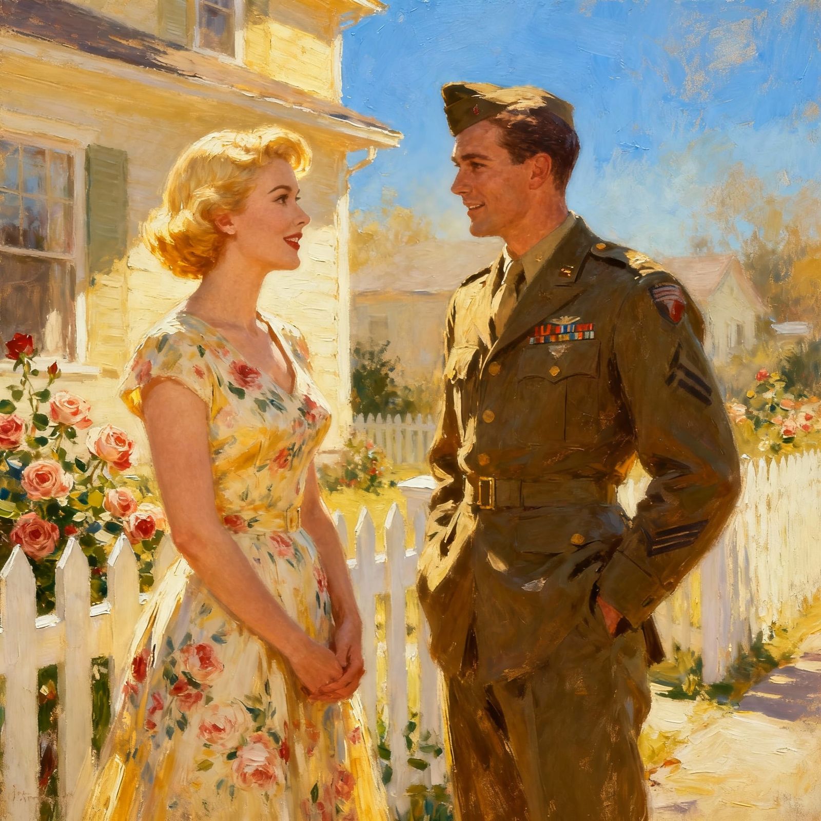 Vintage Americana Scene: 1950s Couple Outdoors