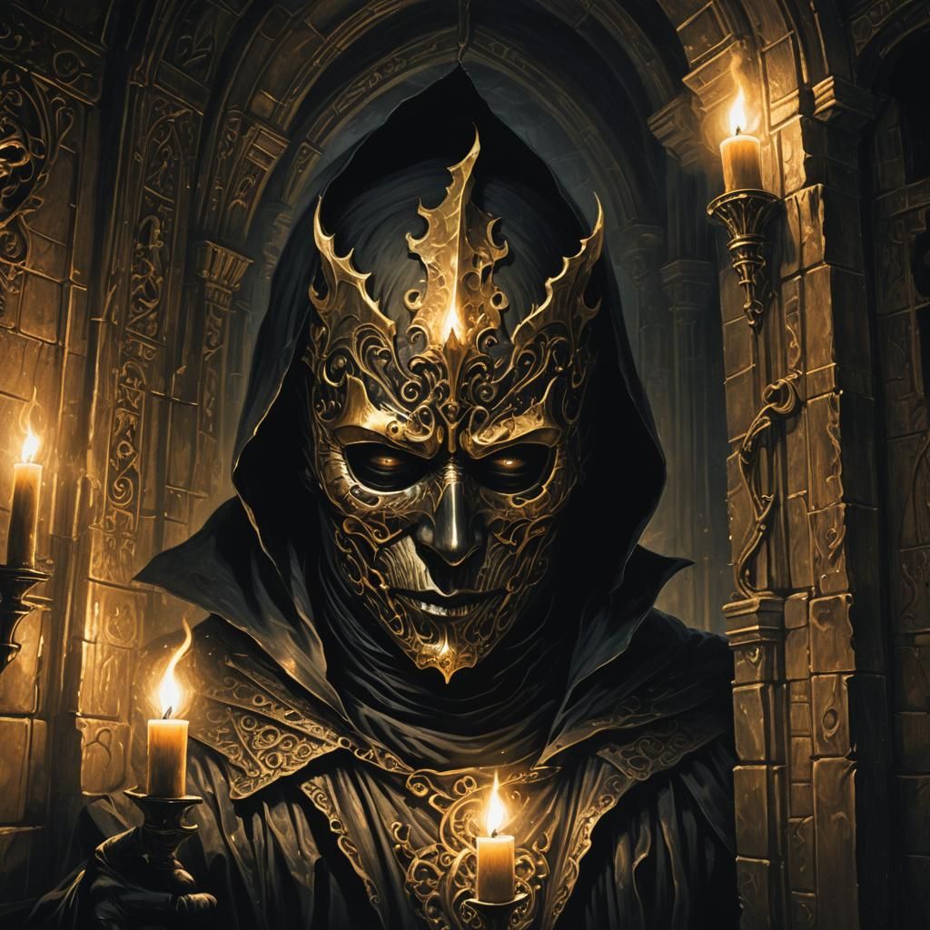 Black Mask Portrait in Gothic Dark Fantasy Style