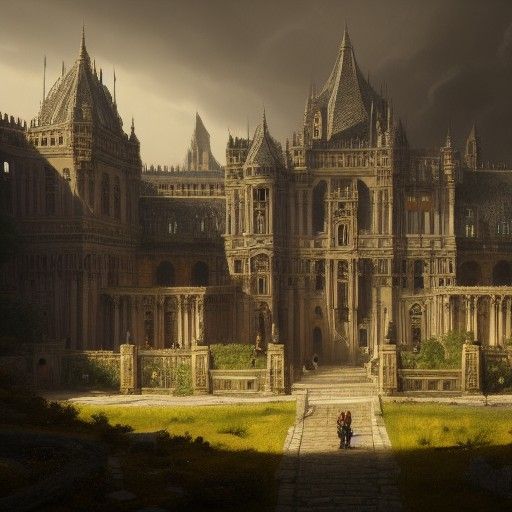 Medieval Palace in Valley: Dark Fantasy Concept Art