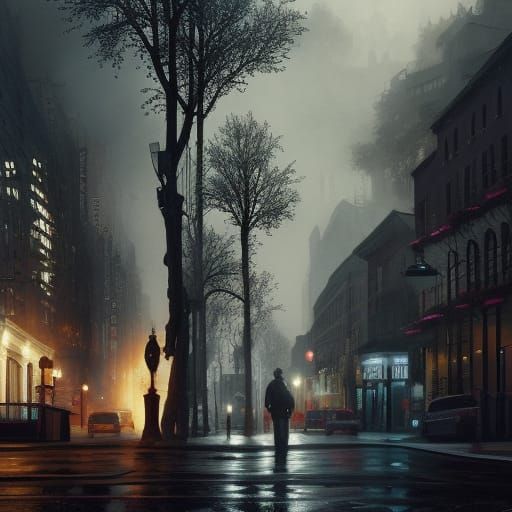 Film Noir Urban Landscape in Photorealistic 8K