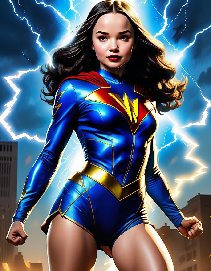 Mary Marvel in Comic Book Style Illustration