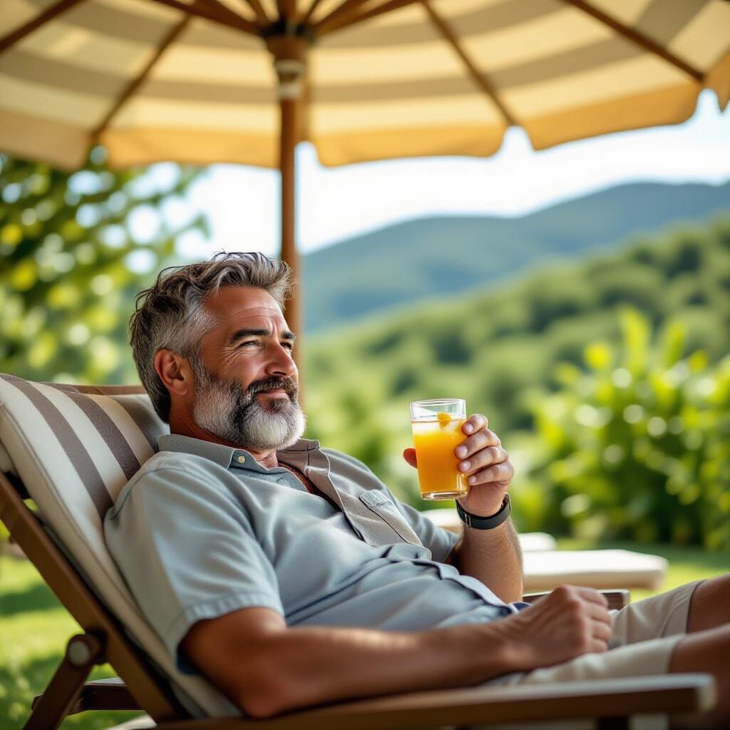Relaxed Italian Man in Garden Portrait