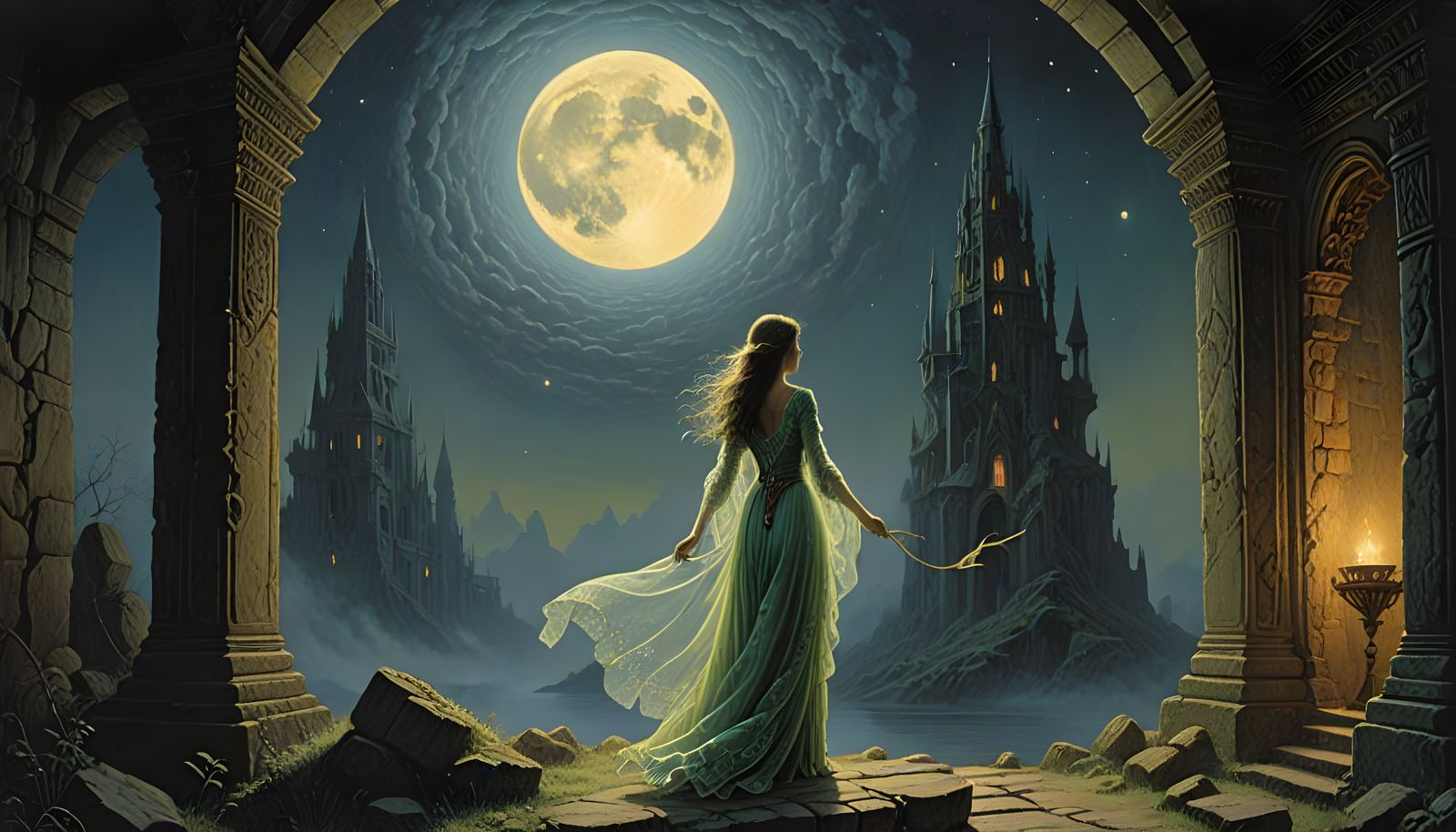 Ethereal Bard Eira Shines with Hope and Love in Moonlit Ruin...