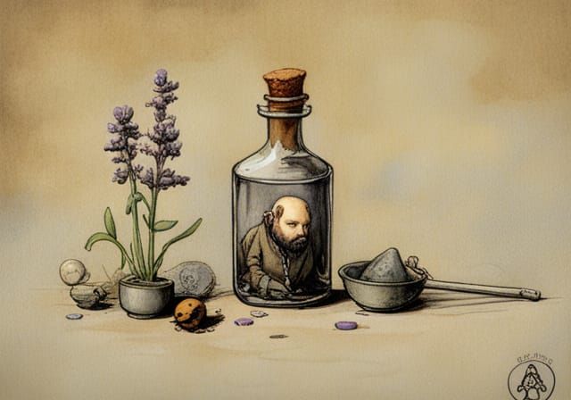 Lavender Aroma in a Bottle: Fantasy Illustration