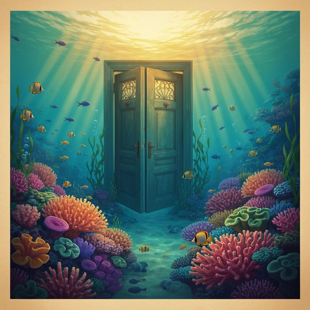 Ornate Undersea Door in Coral Reef Vintage Poster