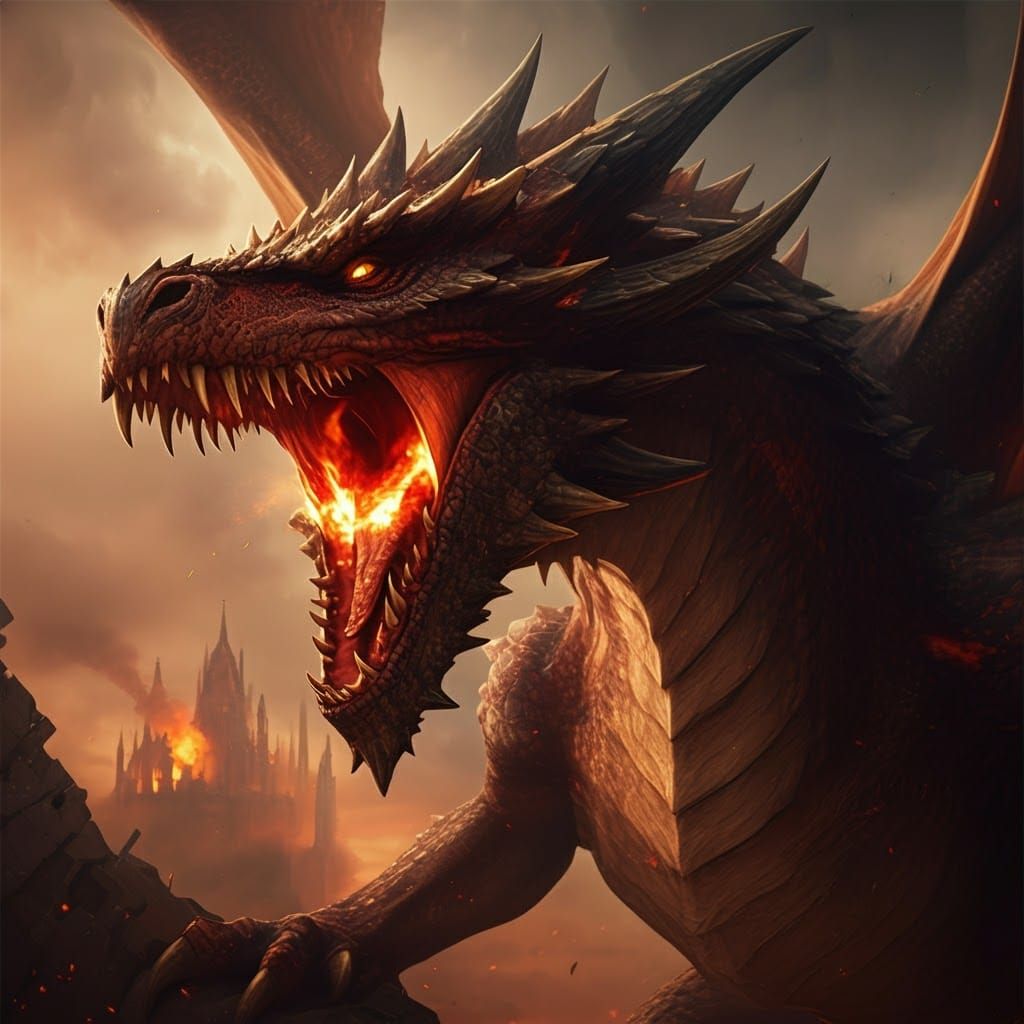 Enraged Dragon in Flames: A High-Fantasy Vision