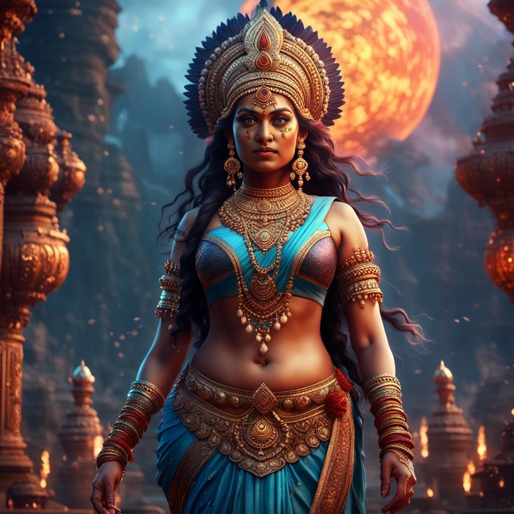 Fantasy Indian Goddess in Detailed Matte Painting