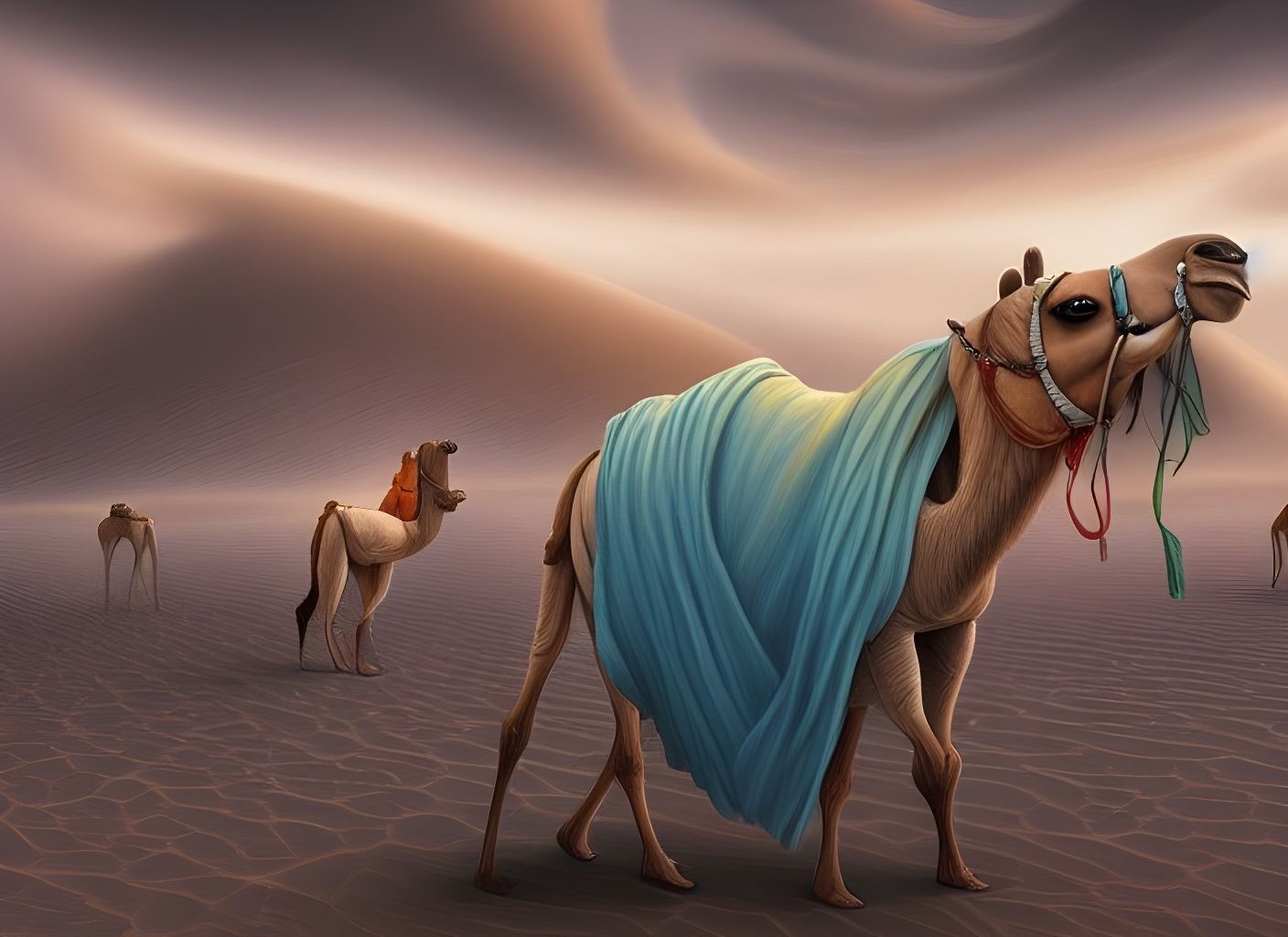 Camel in Desert Sandstorm Digital Artwork