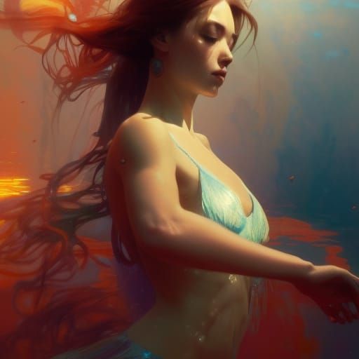 Underwater Dance: Hyperdetailed Splash Art Portrait
