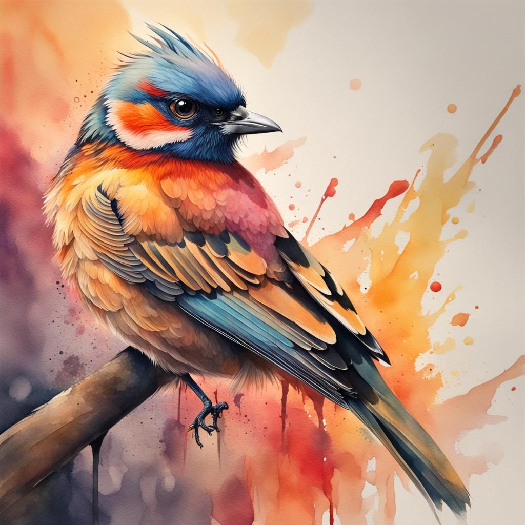 Bird in watercolor,
