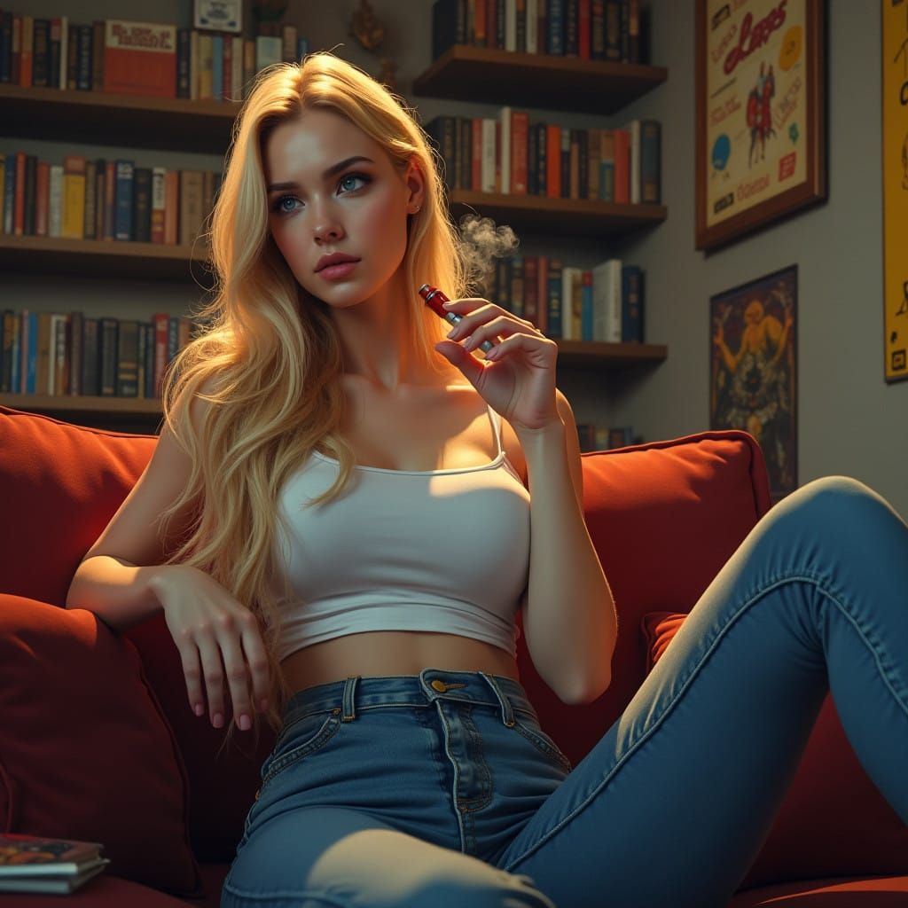 Stunning Young Woman in Geek Chic Haven