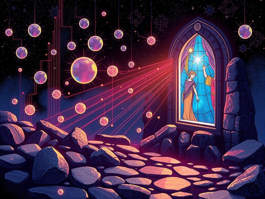 Electric Dreams in Stained Glass and Pebble Art