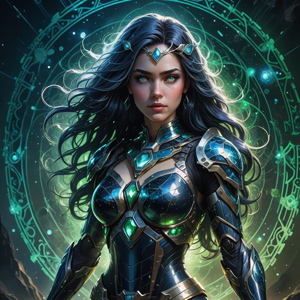 Psychedelic Woman with Universe Necklace