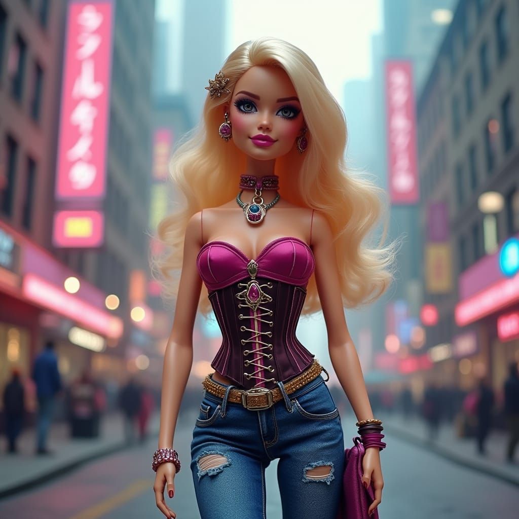 Barbie in Corset and Jeans, NYC Pop Art