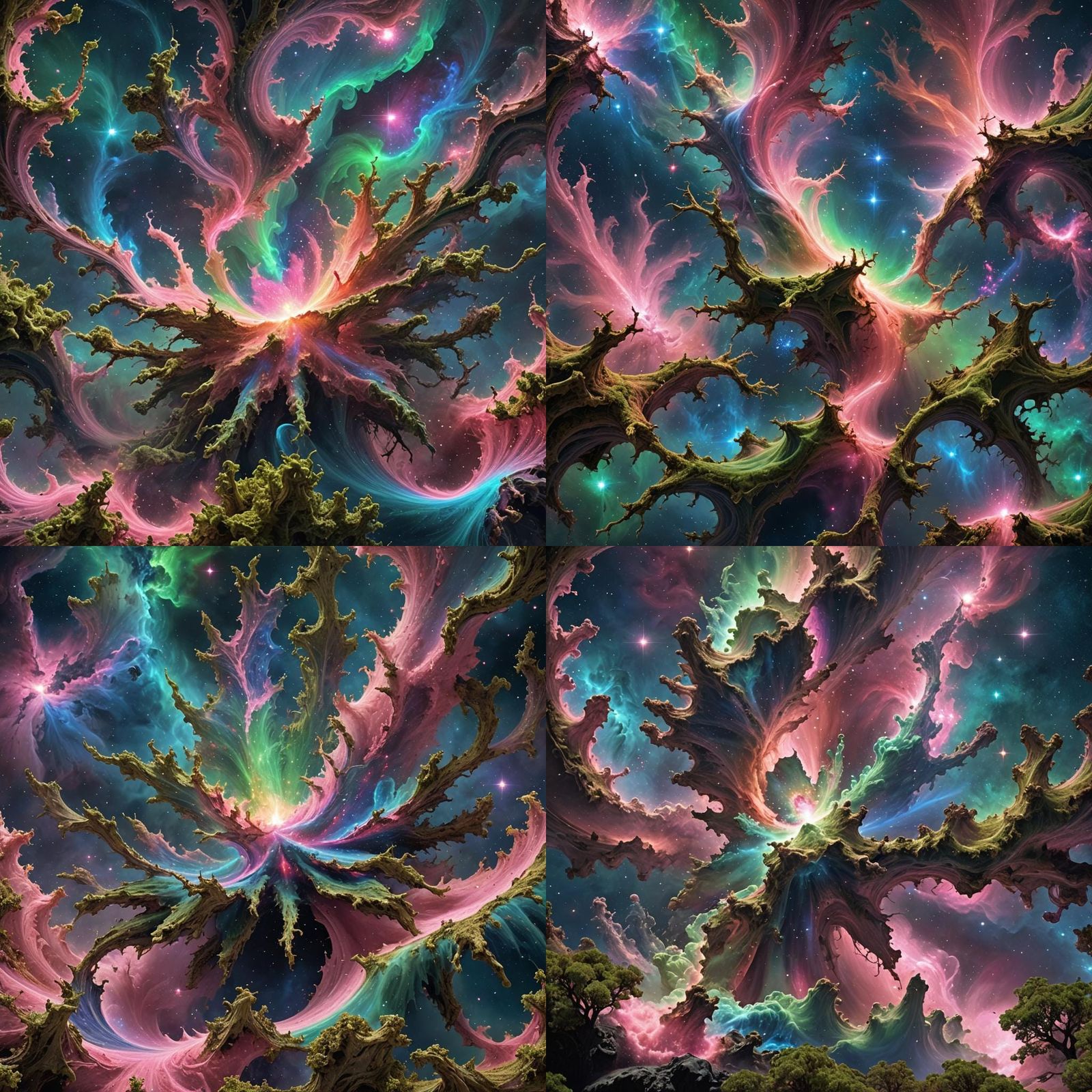 Cosmic Star Ignites Nebula in Surreal Landscape